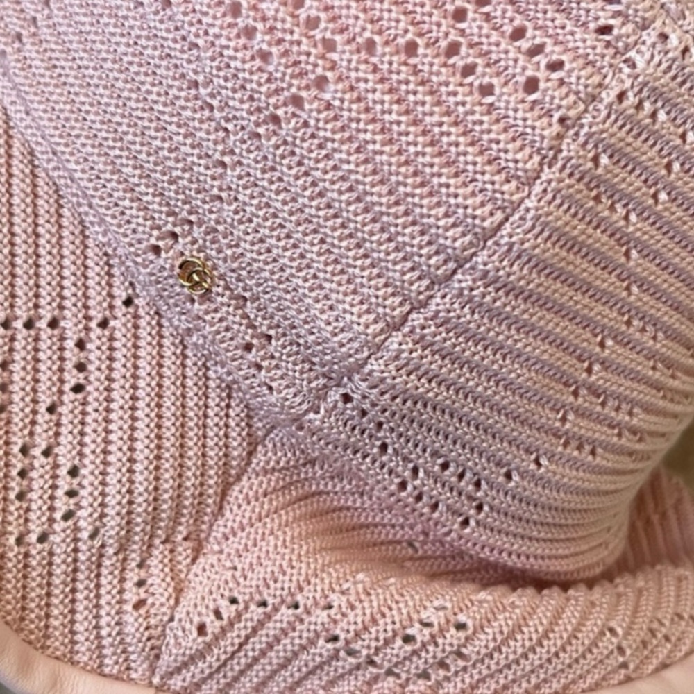 NWT~GUCCI~‘Malibu’ Leather-trimmed Crocheted Pink Bucket Hat - Large 58cm - Picture 7 of 14